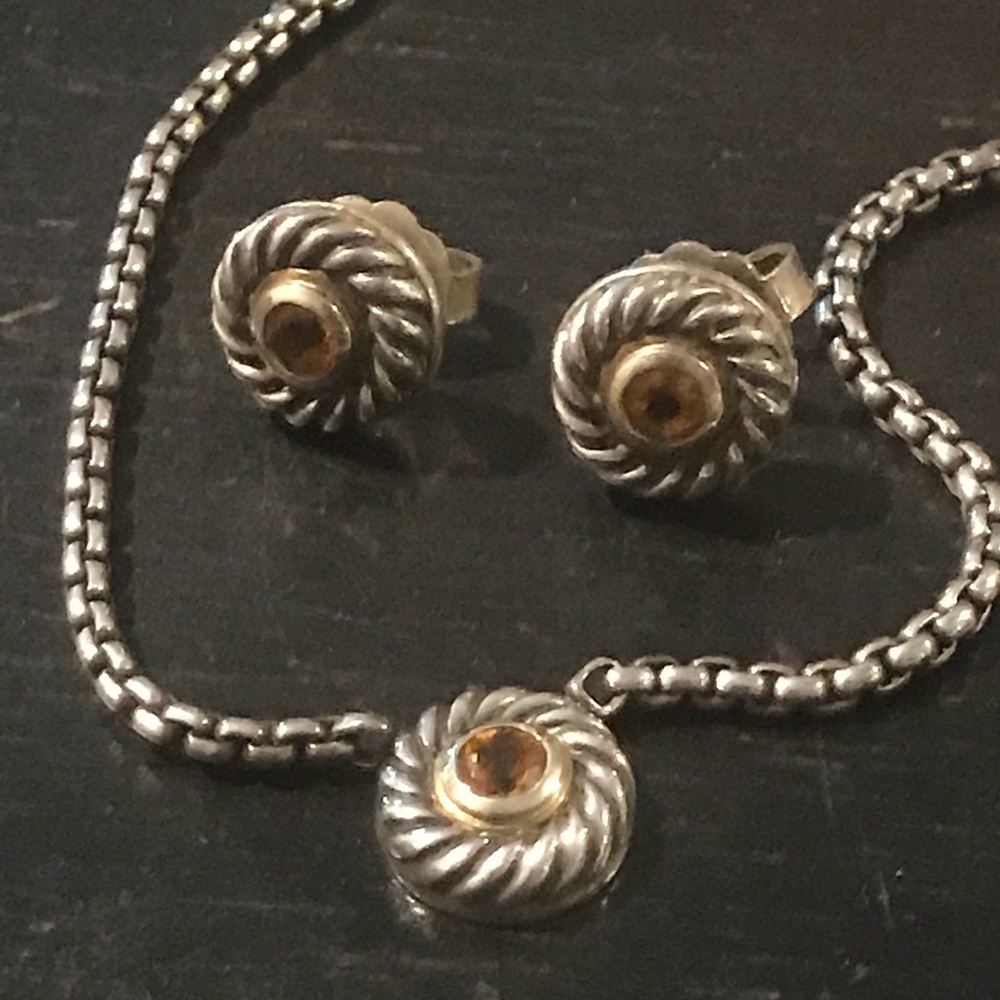 David Yurman Necklace with earrings-Citrine
